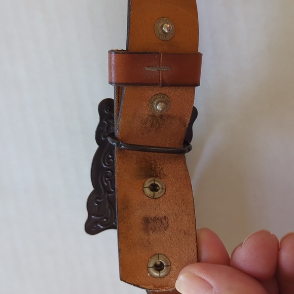 Vintage Chaucer Harness Leather Belt w/Western Buckle 26 Brown - Picture 12 of 16